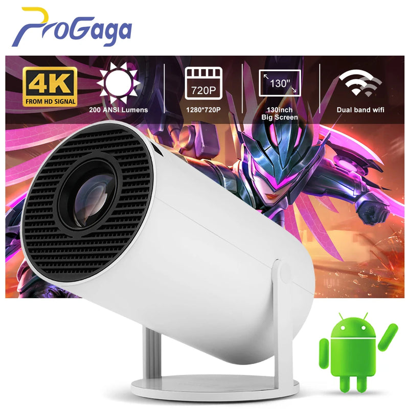 Projector 4K Android 11 WiFi 200 ANSI Allwinner H713 BT5.0 1080P 1280 x 720P Home Cinema Outdoor Portable Projetor